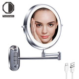 Tushengtu 8 "wall mounted vanity mirror, 1X and 10X magnifying rotary adjustment mirror, 54 super bright LED beads, intelligent brightness adjustment vanity mirror, 3 light colors