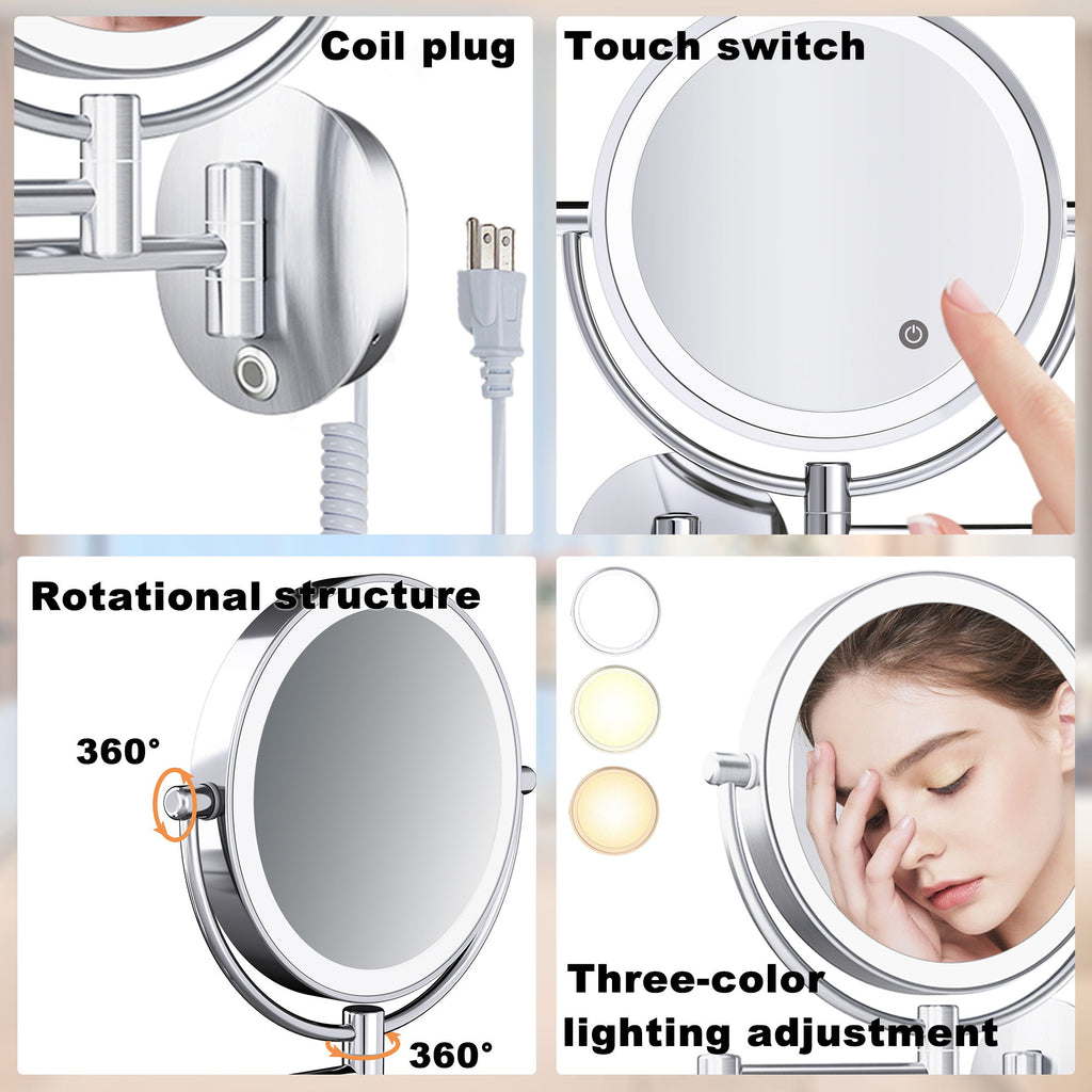 Tushengtu 8 "wall mounted vanity mirror, plug-in vanity mirror, 1X and ...