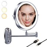 Tushengtu 8 "wall mounted vanity mirror, 1X and 10X magnifying rotary adjustment mirror, 54 super bright LED beads, intelligent brightness adjustment vanity mirror, 3 light colors