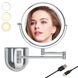 Wall Mounted Makeup Mirror with Adjustable Storage and Rotation: Get Ready in Style with Light-Control, Chromium Material, and 10X Magnifying
