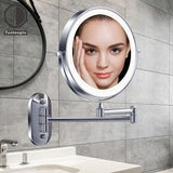 Tushengtu 8 "wall mounted vanity mirror, 1X and 10X magnifying rotary adjustment mirror, 54 super bright LED beads, intelligent brightness adjustment vanity mirror, 3 light colors