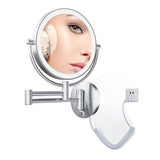 Tushengtu 8 "wall mounted vanity mirror, plug-in vanity mirror, 1X and 10X magnifying rotary adjusting mirror, 54 super bright LED beads, intelligent brightness adjusting vanity mirror, 3 kinds of lighting colors