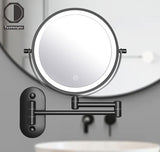 Tushengtu 8 "wall mounted vanity mirror, 1X and 10X magnifying rotary adjustment mirror, 54 super bright LED beads, intelligent brightness adjustment vanity mirror, 3 light colors