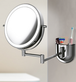 Wall Mounted Makeup Mirror with Adjustable Storage and Rotation: Get Ready in Style with Light-Control, Chromium Material, and 10X Magnifying