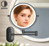 Tushengtu 8 "wall mounted vanity mirror, 1X and 10X magnifying rotary adjustment mirror, 54 super bright LED beads, intelligent brightness adjustment vanity mirror, 3 light colors