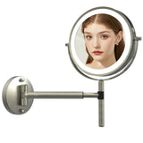 TUSHENGTU LED Rechargeable Makeup Vanity Mirror with Lights 8" Wall-Mounted or Handheld Bathroom Shaving Mirror 10X Magnification , also suitable as a Desktop Mirror.