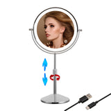 TUSHENGTU 8" Makeup Mirror with Lights and 10x Magnification LED Rechargeable, 360° Rotating Adjustment,Vanity Swivel Mirror 3 Colors (T840-C-10X)