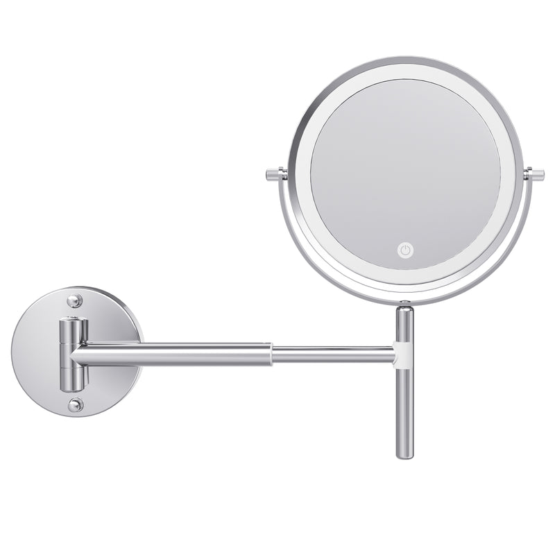 TUSHENGTU LED Rechargeable Makeup Vanity Mirror with Lights 7" Wall-Mounted or Handheld Bathroom Shaving Mirror 10X Magnification , also suitable as a Desktop Mirror.