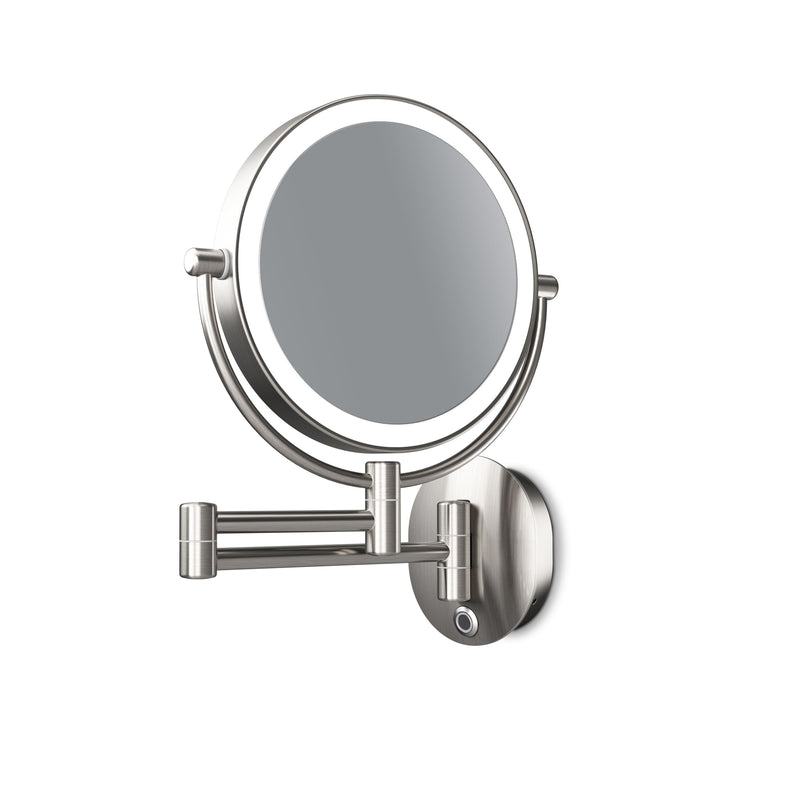 Tushengtu 8 "wall mounted vanity mirror, plug-in vanity mirror, 1X and 10X magnifying rotary adjusting mirror, 54 super bright LED beads, intelligent brightness adjusting vanity mirror, 3 kinds of lighting colors