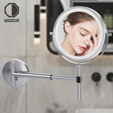 TUSHENGTU LED Rechargeable Makeup Vanity Mirror with Lights 7" Wall-Mounted or Handheld Bathroom Shaving Mirror 10X Magnification , also suitable as a Desktop Mirror.