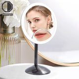 Tushengtu 9.5 "personal vanity mirror, 1X and 10X magnifying rotary adjustment mirror surface, 60 super bright LED beads intelligent brightness adjustment makeup mirror, 3 light colors