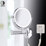 Tushengtu 8 "wall mounted vanity mirror, plug-in vanity mirror, 1X and 10X magnifying rotary adjusting mirror, 54 super bright LED beads, intelligent brightness adjusting vanity mirror, 3 kinds of lighting colors