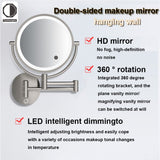 Tushengtu 8 "wall mounted vanity mirror, plug-in vanity mirror, 1X and 10X magnifying rotary adjusting mirror, 54 super bright LED beads, intelligent brightness adjusting vanity mirror, 3 kinds of lighting colors