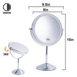 TUSHENGTU 8" Vanity Makeup Mirror with Lights 8" 10X Magnification Desk Mirror,LED Rechargeable (710C)