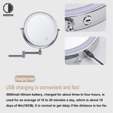 Tushengtu 8 "wall mounted vanity mirror, 1X and 10X magnifying rotary adjustment mirror, 54 super bright LED beads, intelligent brightness adjustment vanity mirror, 3 light colors