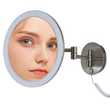 Tushengtu 9.5 "wall mounted vanity mirror, plug-in magnifier 7X magnifying rotary adjusting mirror, 60 super bright LED beads, intelligent brightness adjusting vanity mirror, 3 lighting colors