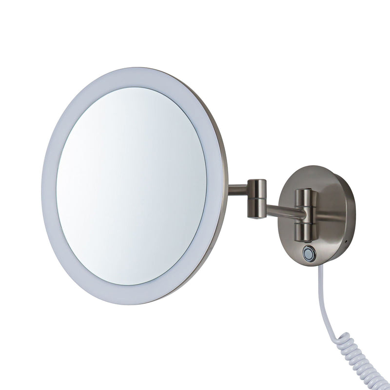 Tushengtu 9.5 "wall mounted vanity mirror, plug-in magnifier 7X magnifying rotary adjusting mirror, 60 super bright LED beads, intelligent brightness adjusting vanity mirror, 3 lighting colors