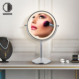 TUSHENGTU 8" Makeup Mirror with Lights and 10x Magnification LED Rechargeable, 360° Rotating Adjustment,Vanity Swivel Mirror 3 Colors (T840-C-10X)