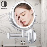 Tushengtu 8 "wall mounted vanity mirror, plug-in vanity mirror, 1X and 10X magnifying rotary adjusting mirror, 54 super bright LED beads, intelligent brightness adjusting vanity mirror, 3 kinds of lighting colors