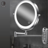 Tushengtu 8 "wall mounted vanity mirror, 1X and 10X magnifying rotary adjustment mirror, 54 super bright LED beads, intelligent brightness adjustment vanity mirror, 3 light colors