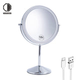 TUSHENGTU 8" Vanity Makeup Mirror with Lights 8" 10X Magnification Desk Mirror,LED Rechargeable (710C)