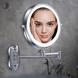 Tushengtu 8 "wall mounted vanity mirror, 1X and 10X magnifying rotary adjustment mirror, 54 super bright LED beads, intelligent brightness adjustment vanity mirror, 3 light colors