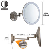 Tushengtu 9.5 "wall mounted vanity mirror, plug-in magnifier 7X magnifying rotary adjusting mirror, 60 super bright LED beads, intelligent brightness adjusting vanity mirror, 3 lighting colors