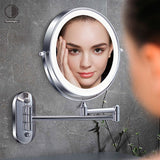 Tushengtu 8 "wall mounted vanity mirror, 1X and 10X magnifying rotary adjustment mirror, 54 super bright LED beads, intelligent brightness adjustment vanity mirror, 3 light colors