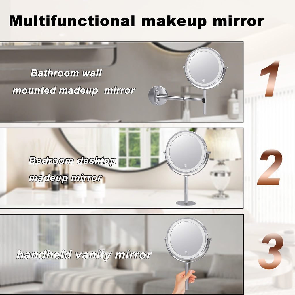 Unbranded 10X Magnifying 2-Sided Swivel Vanity Mirror – Wall Mount, Polished Chrome, 8-Inch