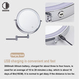 TUSHENGTU 8”Wall Mounted Makeup Mirror with Intelligent Light Control-10X Magnification, Rotatable Mirror, Adjustable Brightness and Color Temperature
