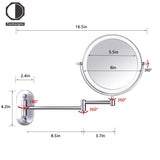 TUSHENGTU 8”Wall Mounted Makeup Mirror with Intelligent Light Control-10X Magnification, Rotatable Mirror, Adjustable Brightness and Color Temperature