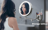 Wall Mounted Makeup Mirror with Adjustable Storage and Rotation: Get Ready in Style with Light-Control, Chromium Material, and 10X Magnifying