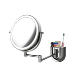 TUSHENGTU Makeup vanity mirror with lights, 8" wall-mounted bathroom shaving mirror with 10X magnification and storage box, LED rechargeable (8CBU-C10X).