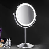 TUSHENGTU 8" Vanity Makeup Mirror with Lights 8" 10X Magnification Desk Mirror,LED Rechargeable (710C10X)